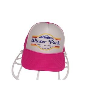Otto Winter Park Colorado‎ Trucker Hat Pink White Mesh Snapback Retro Ski Cap